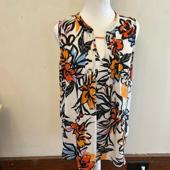 Pleione bold multicolored floral sleeveless blouse Size M EUC - Picture 1 of 10
